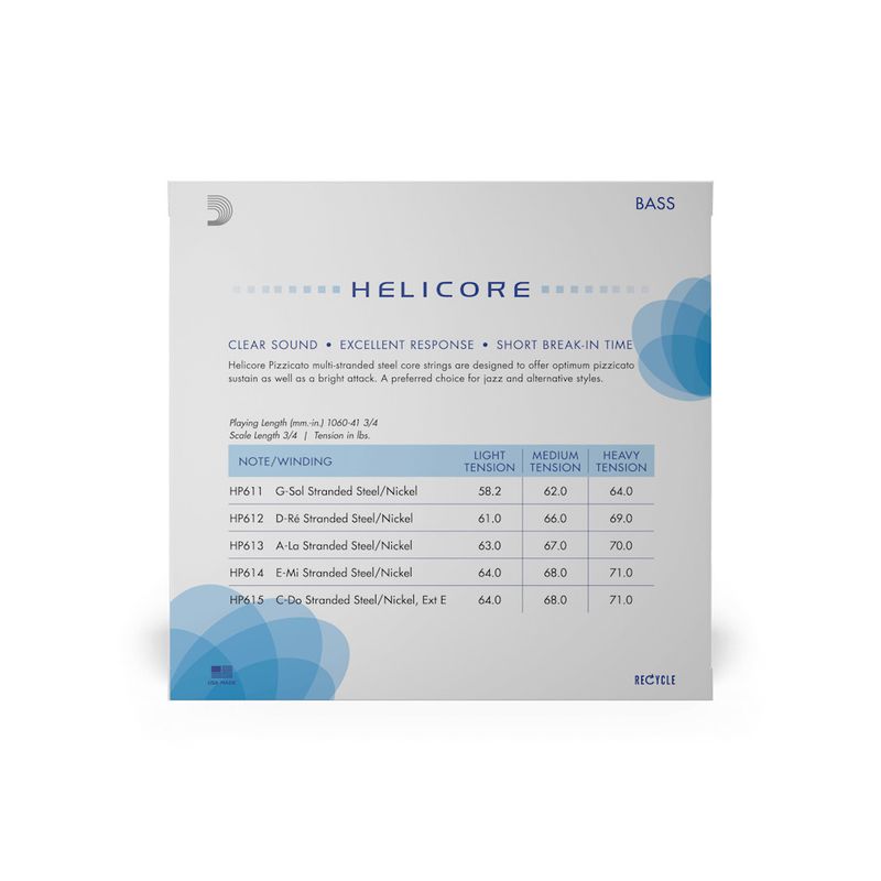 D'Addario Helicore Pizzicato 3/4M